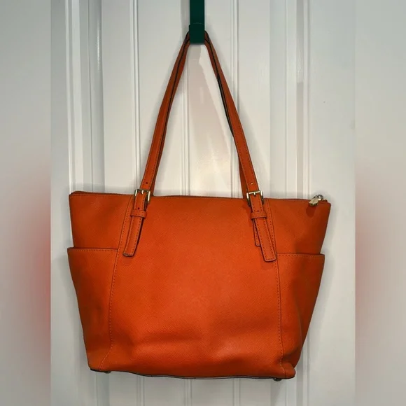 Michael Kors Bold Orange Charlotte Tote And Wallet - Picture 3 of 16